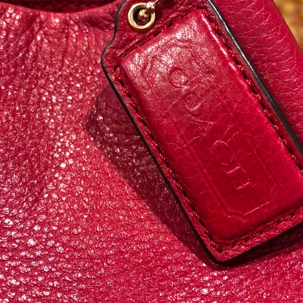 COACH Madison Phoebe Tumbled Red Leather Copper Lining 3 Section Shoulder Bag - Picture 8 of 16